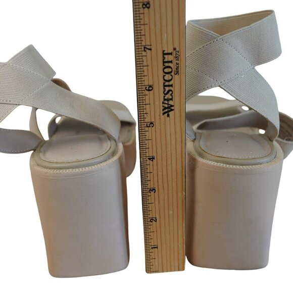 Madden Girl Templee‎ Lug Sole Sandal Beige Size 8 Platform Heel Elastic Straps - Picture 5 of 9